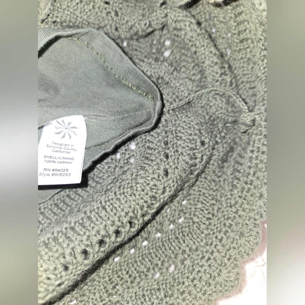 NWOT Women's Atleta Sage Green Lined Crochet Dress Cap Sleeves Size Medium - Picture 13 of 14